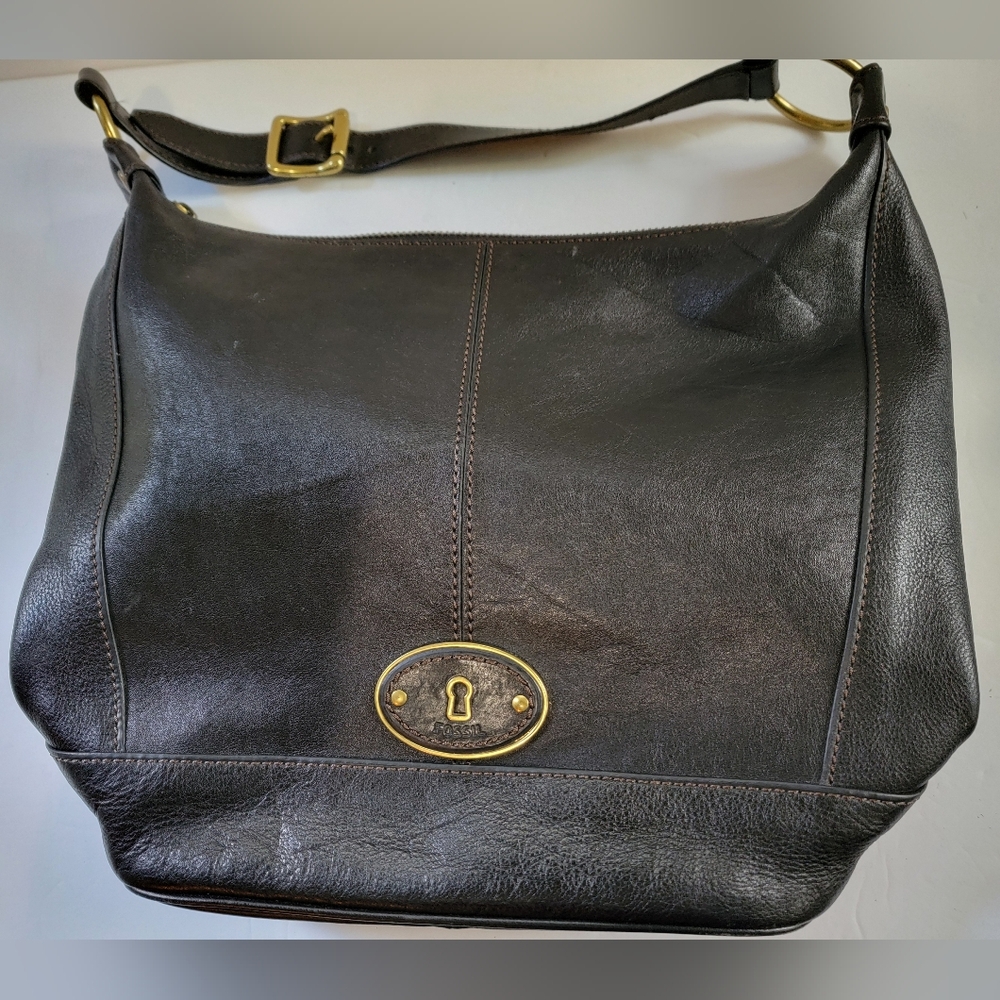 Fossil Vintage Marlow Hobo  Black Leather Bag Purse